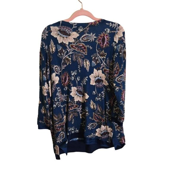Chico's Floral Woven Trim Pullover Sweater Size L - Picture 3 of 12